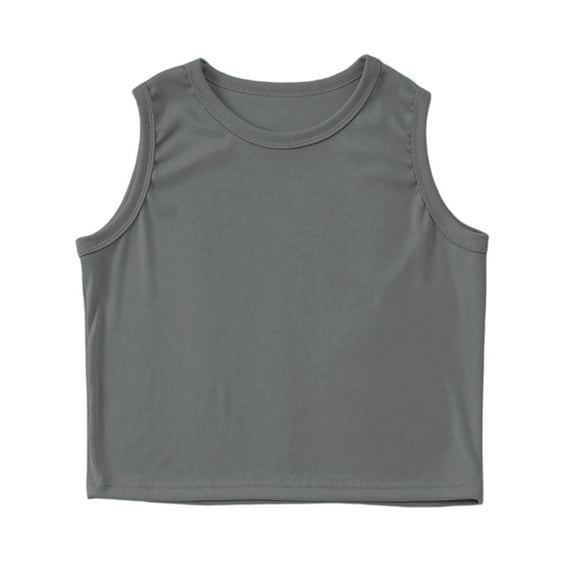 Tiijoy Girls Ribbed Athletic Tank Top Casual Solid Crewneck Sleeveless Top, Sizes 7-8