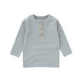 thumbnail image 1 of Tiijoy Girls Ribbed Knit Long Sleeve Henley T-Shirt Casual Soft Solid T Shirt, Sizes 2-3, 1 of 3