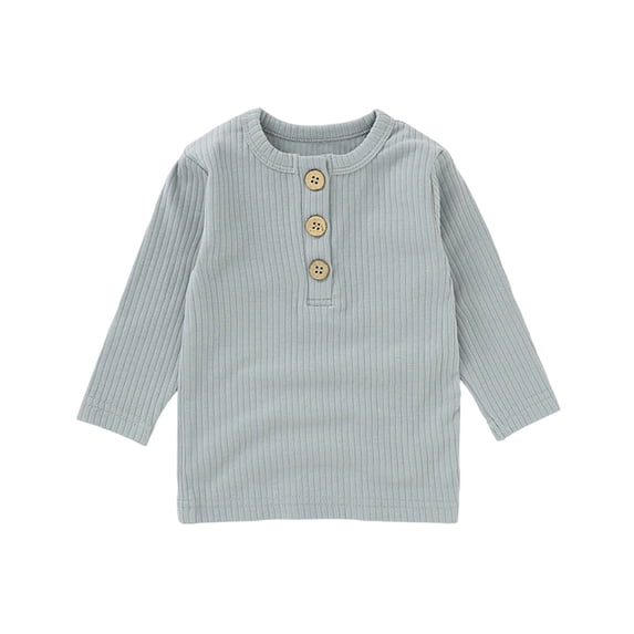Tiijoy Girls Ribbed Knit Long Sleeve Henley T-Shirt Casual Soft Solid T Shirt, Sizes 2-3