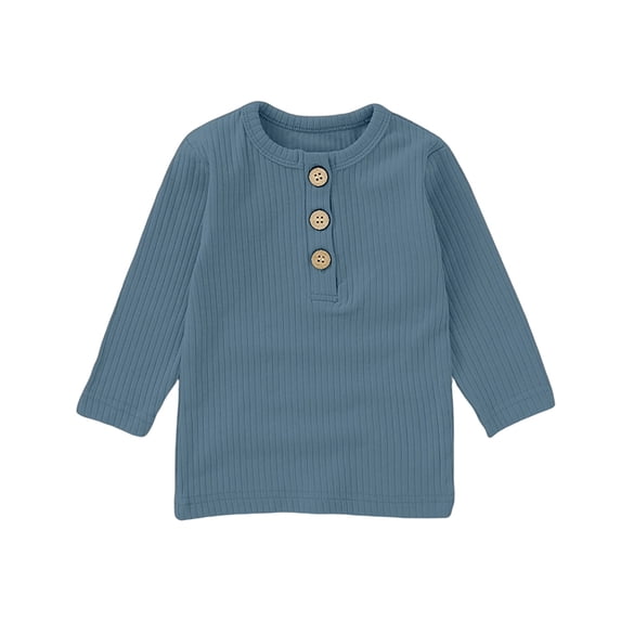 Tiijoy Girls Ribbed Knit Long Sleeve Henley T-Shirt Casual Soft Solid T Shirt, Sizes 3-4
