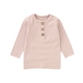 thumbnail image 1 of Tiijoy Girls Ribbed Knit Long Sleeve Henley T-Shirt Casual Soft Solid T Shirt, Sizes 4-5, 1 of 3