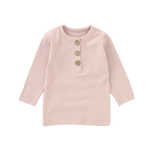 Tiijoy Girls Ribbed Knit Long Sleeve Henley T-Shirt Casual Soft Solid T Shirt, Sizes 4-5