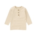 thumbnail image 1 of Tiijoy Girls Ribbed Knit Long Sleeve Henley T-Shirt Casual Soft Solid T Shirt, Sizes 6-12 Months, 1 of 3