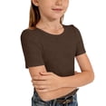 thumbnail image 1 of Tiijoy Girls Ribbed Knit Short Sleeve T-Shirt Solid Fitted Crew Neck T Shirt, Sizes 7-14, 1 of 3