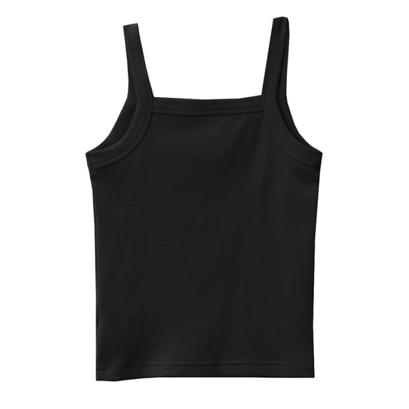 Tiijoy Girls Ribbed Knit Tank Top Casual Solid Soft Sleeveless Undershirt, Sizes 3-12