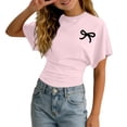 thumbnail image 1 of Tiijoy Girls Ruched Tee Bow Print Short Sleeve Crewneck T Shirt Summer Top, Sizes 3-14, 1 of 3