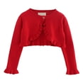 thumbnail image 1 of Tiijoy Girls Ruffle Knit Cardigan Top Cotton Long Sleeved Open Front Shirt, Sizes 2-3, 1 of 3