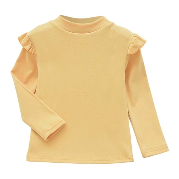 Tiijoy Girls Ruffle Long Sleeve T-Shirt Casual Solid Plain T Shirt Base Layer Top, Sizes 2-10