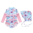 thumbnail image 1 of Tiijoy Girls Ruffle Long Sleeved Rashguard One-Piece Swimsuit Hat Bathing Suit with UPF50+, Sizes 2-12, 1 of 3