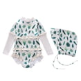 thumbnail image 1 of Tiijoy Girls Ruffle Long Sleeved Rashguard One-Piece Swimsuit Hat Bathing Suit with UPF50+, Sizes 2-12, 1 of 3