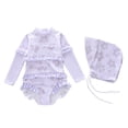 thumbnail image 1 of Tiijoy Girls Ruffle Long Sleeved Rashguard One-Piece Swimsuit Hat Bathing Suit with UPF50+, Sizes 2-12, 1 of 3