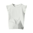 thumbnail image 1 of Tiijoy Girls Ruffle Sleeve T Shirt Solid Basic Tank Top Summer Casual Tee, Sizes 2-10, 1 of 3