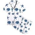 thumbnail image 1 of Tiijoy Girls Satin Pajama Set Ocean Print Button Down Short Sleeve Top Shorts, Sizes 2-3, 1 of 3