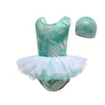 thumbnail image 1 of Tiijoy Girls Scale Print Ruffle One-Piece Swimsuit with Swim Cap Bathing Suit, Sizes 2-8, 1 of 8