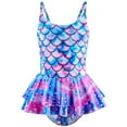 thumbnail image 1 of Tiijoy Girls Scale Print Ruffled One-Piece Swimsuit Swim Dress Bathing Suit, Sizes 4-12, 1 of 4