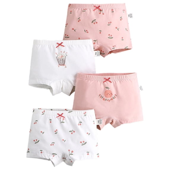 Tiijoy Girls Seamless Boxer Briefs Cotton Breathable Cute Underwear, 4 Pack, Sizes 13-14