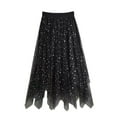 thumbnail image 1 of Tiijoy Little Girls Star Sequin Layered A Line Skirt Irregular Mesh Long Skirt, Sizes 6-7, 1 of 3