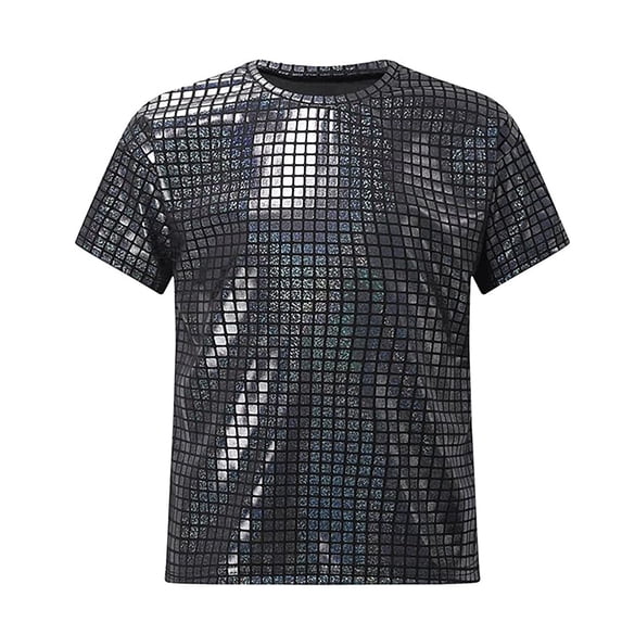 Tiijoy Girls Sequins Checkered Shiny T-Shirt Short Sleeve Performance , Sizes 8-9