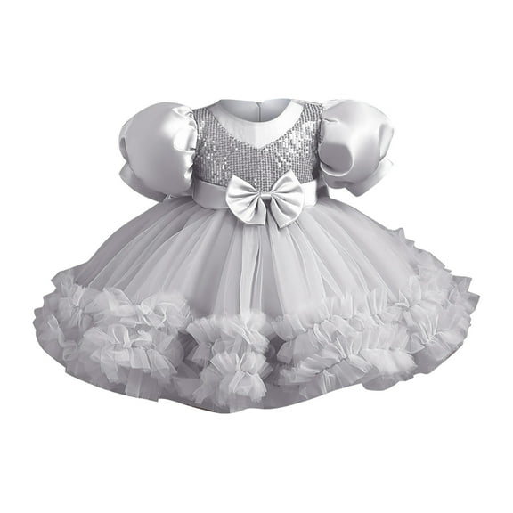 Tiijoy Girls Short Puff Sleeve Tulle Party Dress Birthday Princess Dress Gown, Sizes 4-5