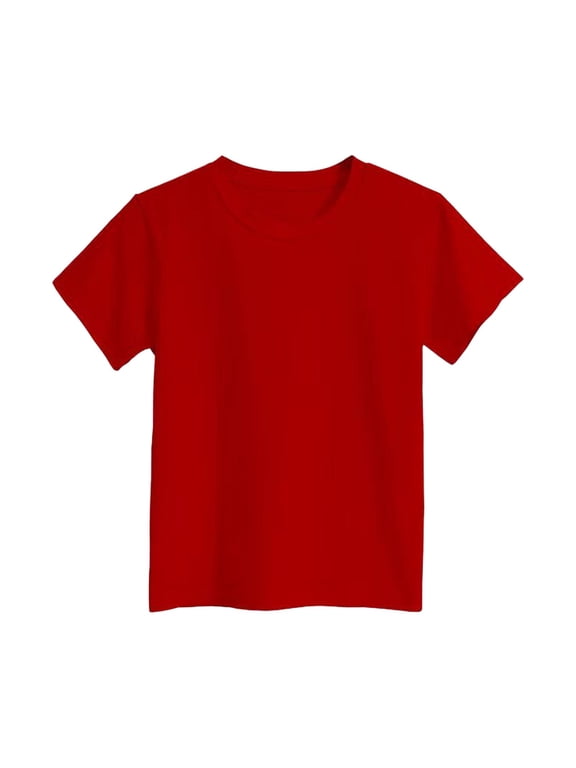 Girls Short Sleeve Casual T Shirt Infant Unisex Solid Plain Cotton T-Shirt, Sizes 18-24M