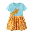 thumbnail image 1 of Tiijoy Girls Short Sleeve Giraffe Print Dress Cotton Casual T-Shirt Dress, Sizes 1-2, 1 of 8