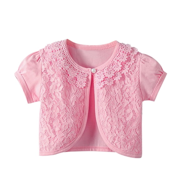 Tiijoy Girls Short Sleeve Lace Bolero Cardigan Princess Cape Shirt, Sizes 2-9