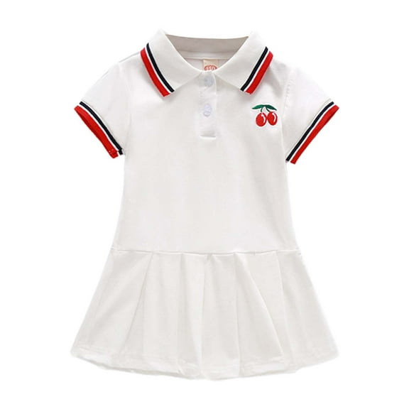 Tiijoy Girls Short Sleeve Polo Dress School Uniform Cotton Summer Play Dress, Sizes 1-2
