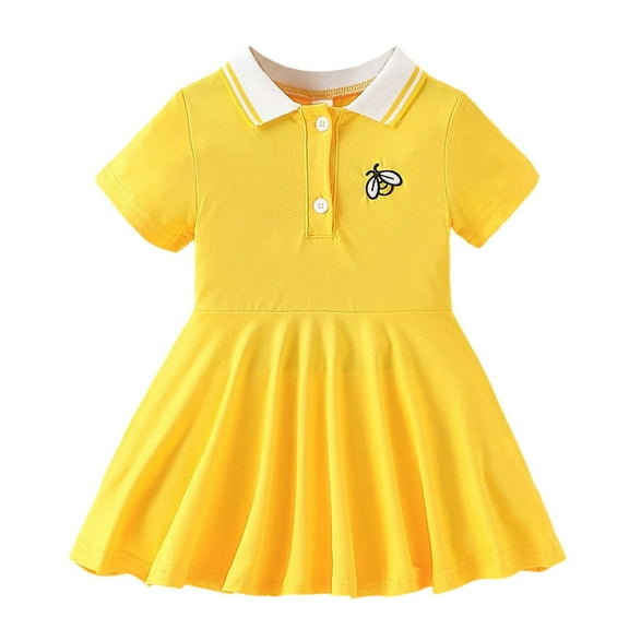 Tiijoy Girls Short Sleeve Polo Dress School Uniform Kids Casual Summer Dress, Sizes 2-3