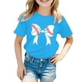 thumbnail image 1 of Tiijoy Girls Short Sleeve T-Shirt Cotton Bow Graphic Tee Summer Casual T Shirt, Sizes 1-9, 1 of 3
