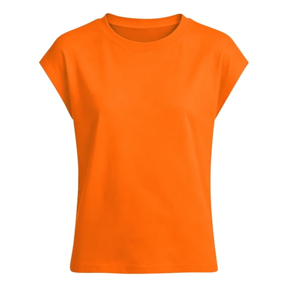 Tiijoy Girls Short Sleeve T Shirts Summer Solid Basic Crewneck T-Shirt Tee Top, Orange, Sizes 5-14