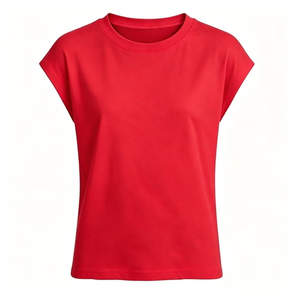 Tiijoy Girls Short Sleeve T Shirts Summer Solid Basic Crewneck T-Shirt Tee Top, Red, Sizes 5-14