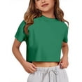 thumbnail image 1 of Tiijoy Girls Solid Short Sleeve Crop Top Summer Casual Active T-Shirt Tee Top, Sizes 5-14, 1 of 8