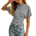 thumbnail image 1 of Tiijoy Girls Striped Short Sleeve T Shirt Summer Fitted Waist T-Shirt Tee Top, Sizes 3-14, 1 of 3