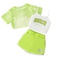 thumbnail image 1 of Tiijoy Girls Summer Letter Print Camisole Fishnet Crop Top Shorts 3Pcs Set, Sizes 5-14, 1 of 2