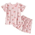 thumbnail image 1 of Tiijoy Girls Summer Outfit Set Fruit Print Short Sleeve T Shirt Shorts Set, Sizes 6M-6Y, 1 of 3