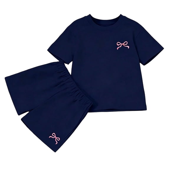 Tiijoy Girls Summer Outfits Casual Short Sleeve T-Shirt Shorts Set, 2-Piece, Sizes 2-14