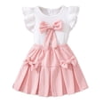 thumbnail image 1 of Tiijoy Girls Summer Outfits Cute Bow Flutter Sleeve T-Shirt Pleated Skirt Set, Sizes 4-5, 1 of 8