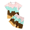 thumbnail image 1 of Tiijoy Girls Summer Outfits Ice-Cream Print Short Sleeve T Shirt Shorts Set, Sizes 2-12, 1 of 5