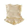 thumbnail image 1 of Tiijoy Girls Summer Outfits Stretchy Solid Tank Top Ruffle Trim Shorts Set, Sizes 4-5, 1 of 3