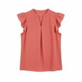 thumbnail image 1 of Tiijoy Girls Summer Ruffle Sleeve Shirt Casual Solid V Neck Blouse Top, Green, Sizes 5-14, 1 of 5