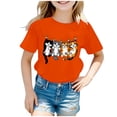 thumbnail image 1 of Tiijoy Girls Summer T-Shirt Cute Cartoon Cat Print Short Sleeve T Shirt Graphic Tee, Sizes 2-14, 1 of 3