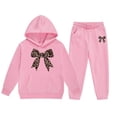 thumbnail image 1 of Tiijoy Girls Sweatsuit Casual Athletic Bow Hoodie Sweatpants Outfits, Size 2-13, 1 of 3