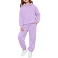 thumbnail image 1 of Tiijoy Girls Sweatsuits Solid Casual Active Workout Hoodie Jogger Pants Outfits, Size 2-13, 1 of 5