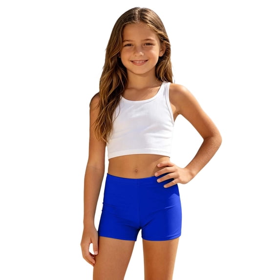 Tiijoy Girls Swimming Trunks Quick-Dry Stretch Swim Shorts Swimwear Boyshorts, Sizes 5-14