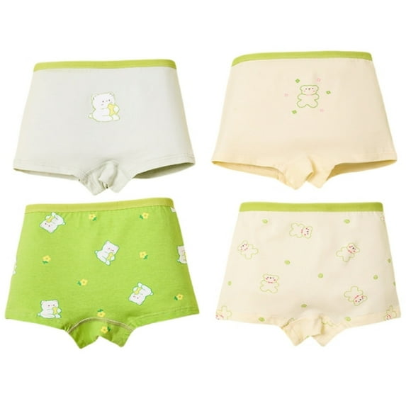 Tiijoy Girls Tagless Cotton Boxer Briefs Cartoon Print Underwear, 4 Pack, Sizes 5-6