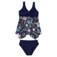 thumbnail image 1 of Tiijoy Girls Tankini Swimsuit Tropical Print Ruched Bathing Suit with UPF50+, 2-Piece, 1 of 2