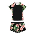 thumbnail image 1 of Tiijoy Girls Tropical 2-Piece Swimsuit Short Sleeve Rash Guard Swim Shorts Bathing Suit, 1 of 5