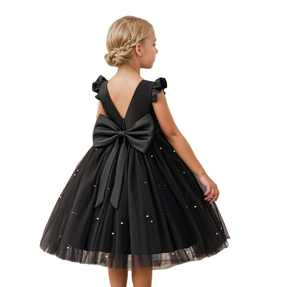 Tiijoy Girls Tulle Tie Back Bow Party Dress Princess Wedding Ball Gown Prom Dress, Sizes 3-4