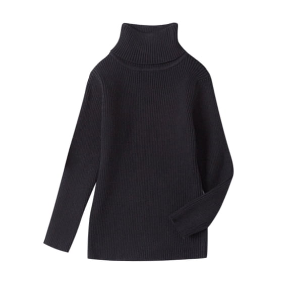 Tiijoy Girls Turtleneck Sweater Casual Cotton Stretch Knit Pullover, Black, Sizes 12M-6Y