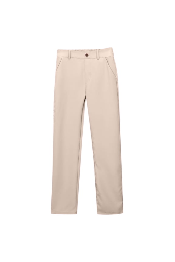 Girls Twill Uniform Pants Solid Stretch Straight Fit Trousers for Kids, Sizes 7-8